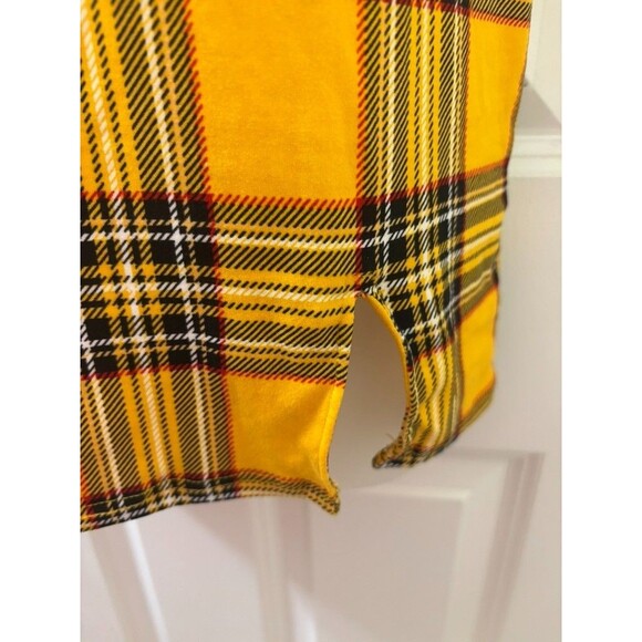 SEDUCTION WOMEN Y2K Bobycon tank Top Size M yellow plaid PREPPY GRUNGE FITTED - Picture 2 of 7